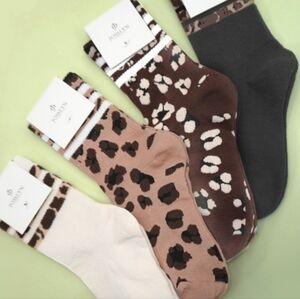 Leopard Print Crew Socks | Trendy Stripe Detail | Cozy Everyday Socks | One Size